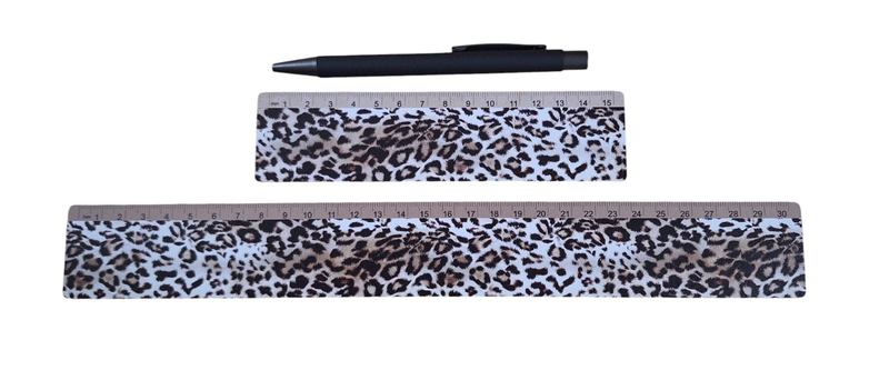 15cm, 30cm MDF Rulers with Pen Combo - Leopard Print