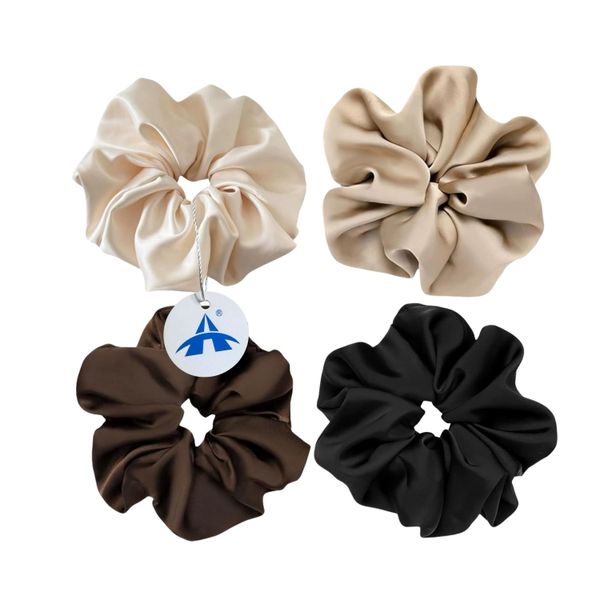 ALANES 4 Pieces Satin Silk Hair Scrunchies for Women Hair Ties Ornaments