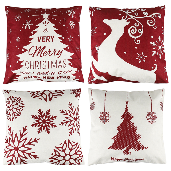 Christmas Pillow Covers 18X18 Set of 4,Farmhouse Christmas Decor for Home,X