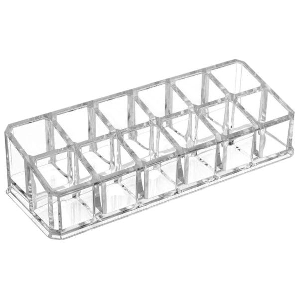 12-Compartment Acrylic Lipstick &amp; Nail Polish Organizer -Transparent