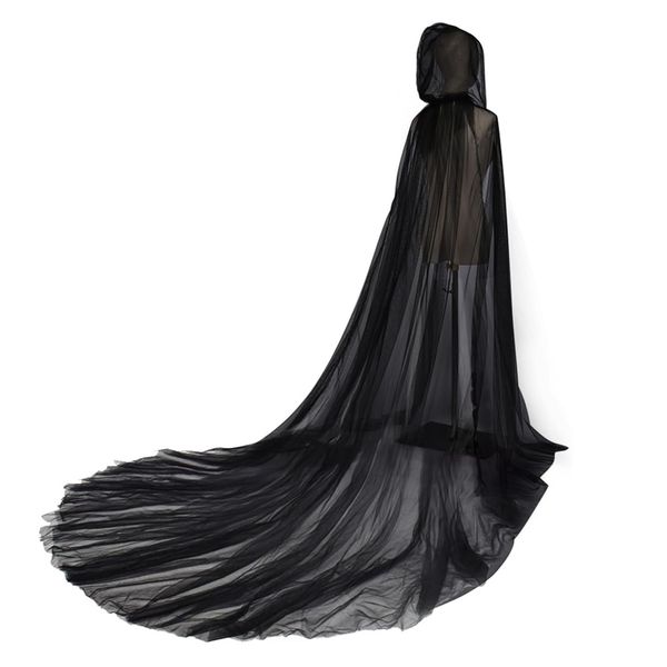 Toy Cosplay Party Goth Elegant Long Hooded Cape Mesh Costume Halloween 200cm