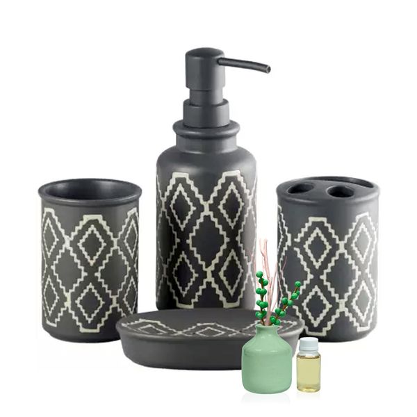 Set of 6 - Bathroom Decor Ceramic Bathroom Accessories Set