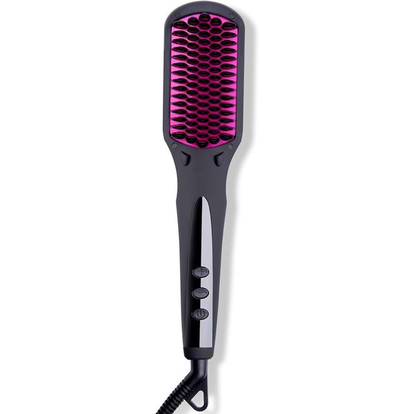 Ionic Hair Straightener Brush, 16 Temps, LCD, Dual V, Frizz-Free