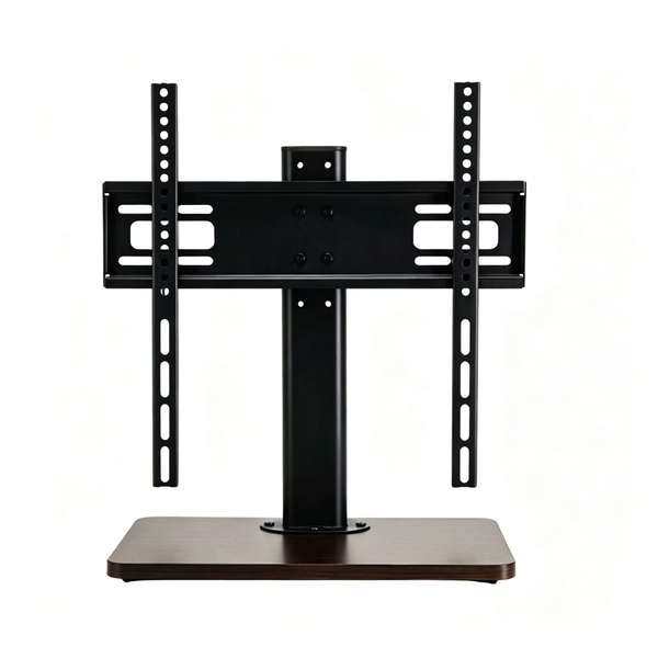 Wood Grain Tabletop TV Stand Adjustable Height Swivel Base Home Television