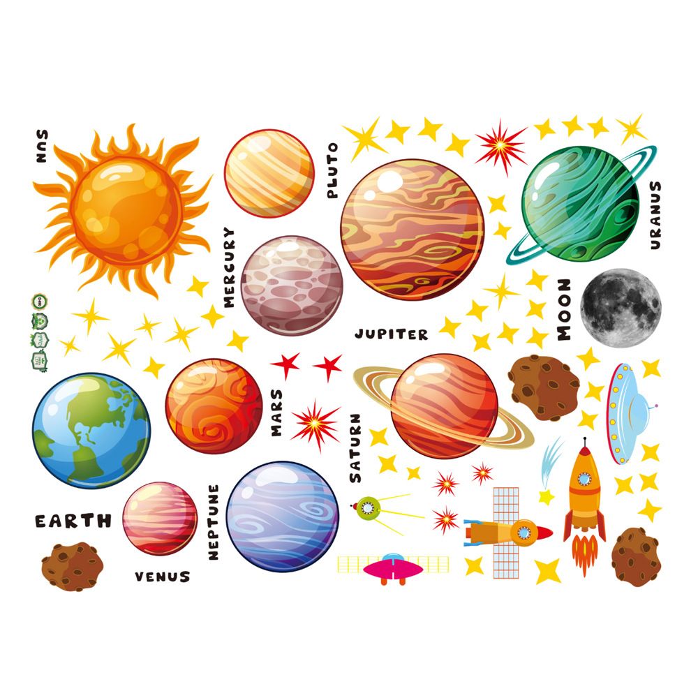 Cartoon Universe Nine Planet Wall Decal Wall Sticker For Kids Study Room |  Buy Online in South Africa 