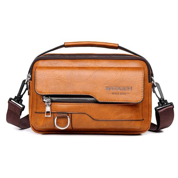 Men's Waterproof PU Leather Crossbody Business Shoulder Bag