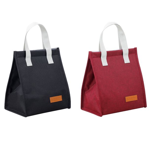 Lunch Bag: Great for Office, Travel, School - 2 Pack - Black/Maroon