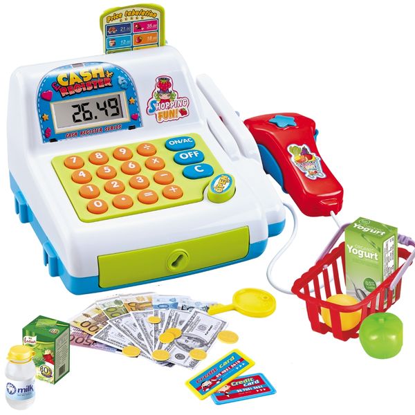 29-Piece Supermarket Cash Register - Pretend Shopping Playset - Food Toy