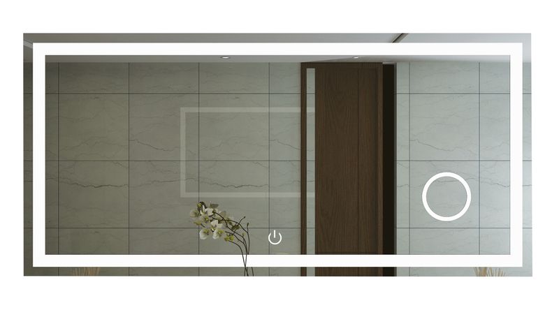 72 Watt Rectangular Mirror with On / Off Touch Switch and 3 x Magnifier