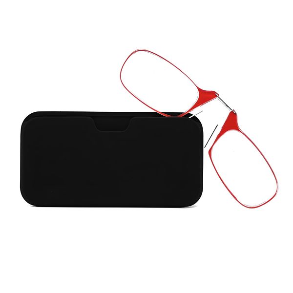 Armless Reading Glasses, Nose Clip, Thin Frame, Eye Protection, Red