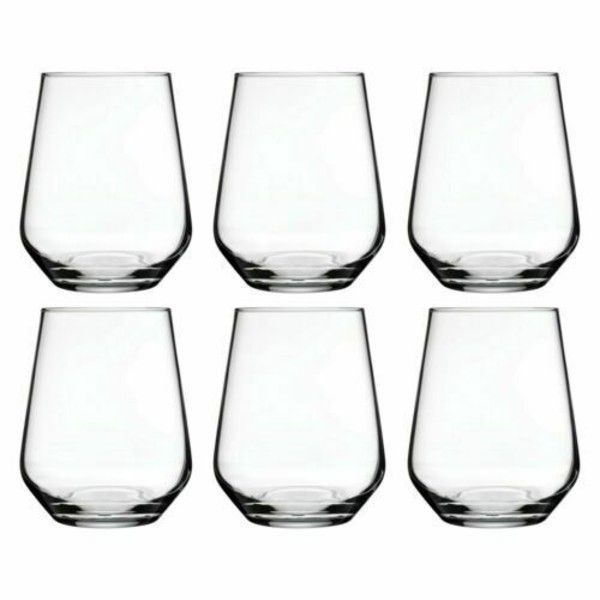 Pasabache V Block- Whiskey, Stemless Wine, Water Glasses 425ml- 6 Pack