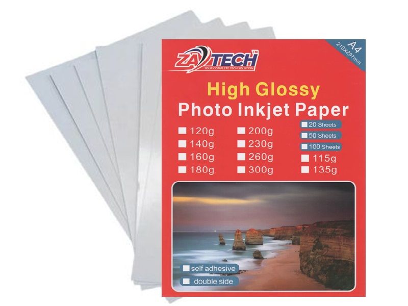 ZATECH A4 2-Sided High Glossy Photo Paper 140gsm 50 Sheets
