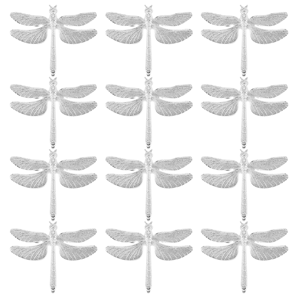 12 Pcs Dragonfly Napkin Rings Zinc Alloy Napkin Buckle Silver Ring