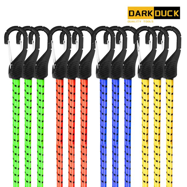 DAKR DUCK 12pc Bungee Cords with Hooks for Outdoor &amp; Storage