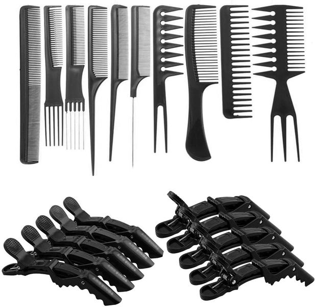 10 Piece Comb Set &amp; 10 Croc Styling Clips
