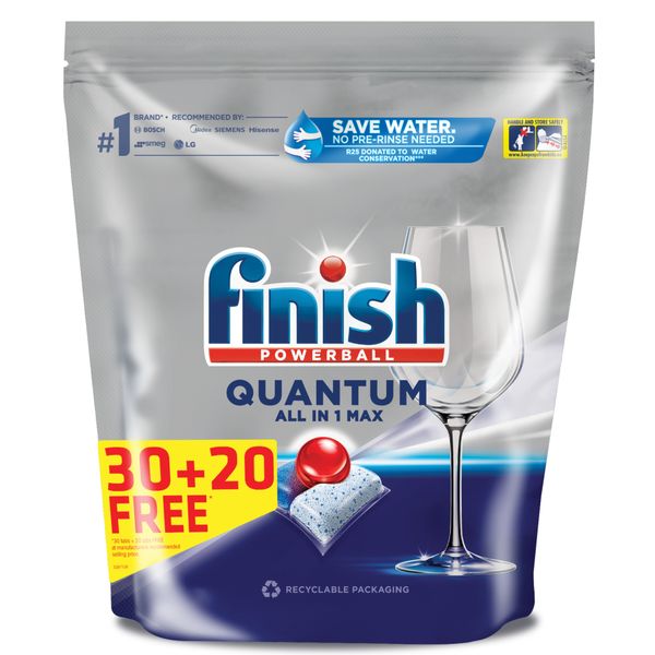 Finish 30+20, Auto Dishwashing Quantum Thermo-Forming Tablets, Lemon