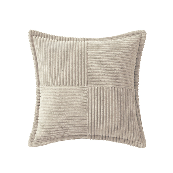 Corduroy Pillow Covers with Splicing Soft Couch Pillow Covers Beige