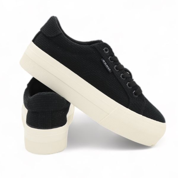 Ladies Platform Fashion Sneakers - Black