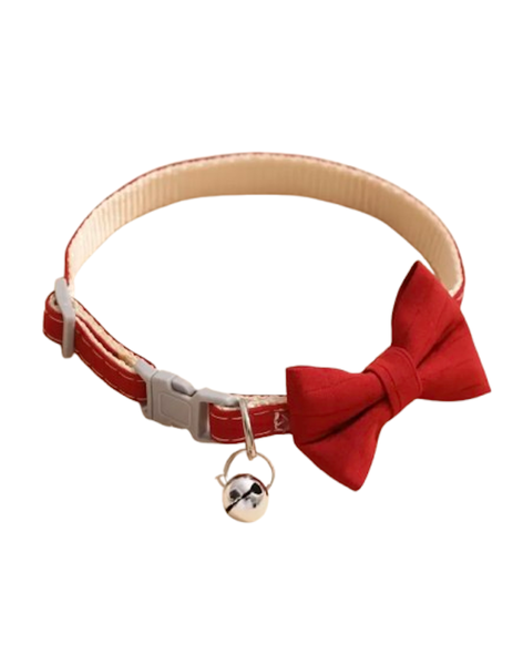 Pet Collar With Red Bow And Bell Adjustable