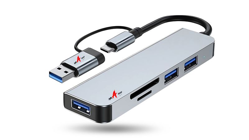 MR A TECH 5 in 1 USB 3.0,USB-C Hub with TF + SD Card Reader - V3