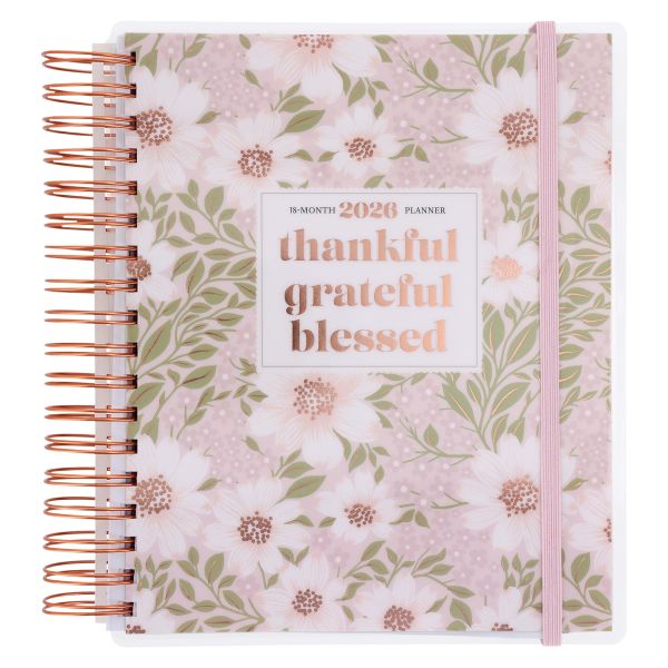 2026 18-Month Planner for Women, Thankful Grateful Blessed, Wirebound