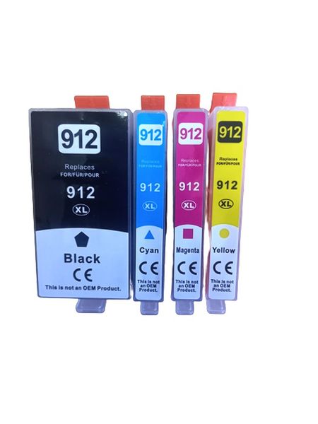 Compatible HP 912 XL High Yield C/M/Y/K Ink Cartridge 4-Pack Combo