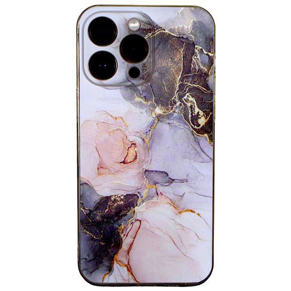 Marble Effect -Clear Rim - Phone Case for iPhone 14 Pro Max