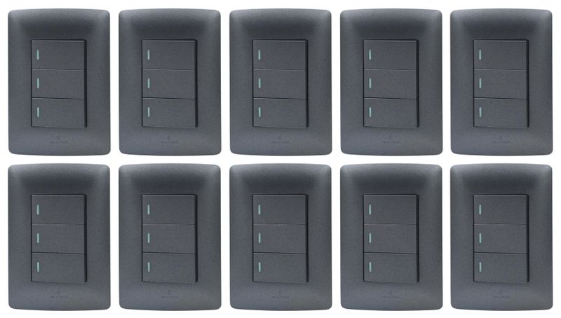Hello Today Metallic Black 3 Lever 2 Way Light Switch - 10 Pack