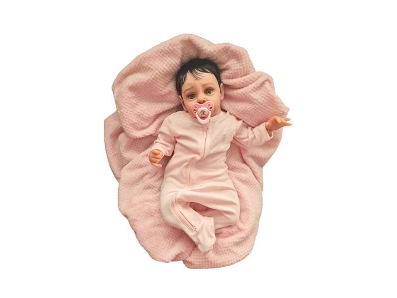 Reborn doll green eyes black hair