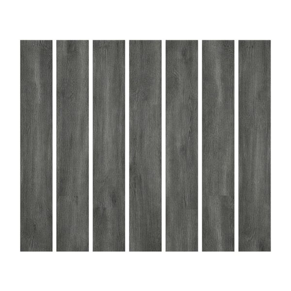 7 Piece - Wood Grain Peel-and-Stick PVC Floor Planks - Oak Grey