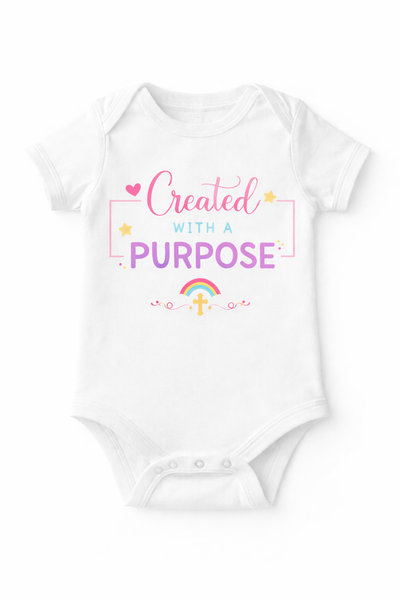 Religious - Created With A Purpose Girls Short Sleeve Baby Grow