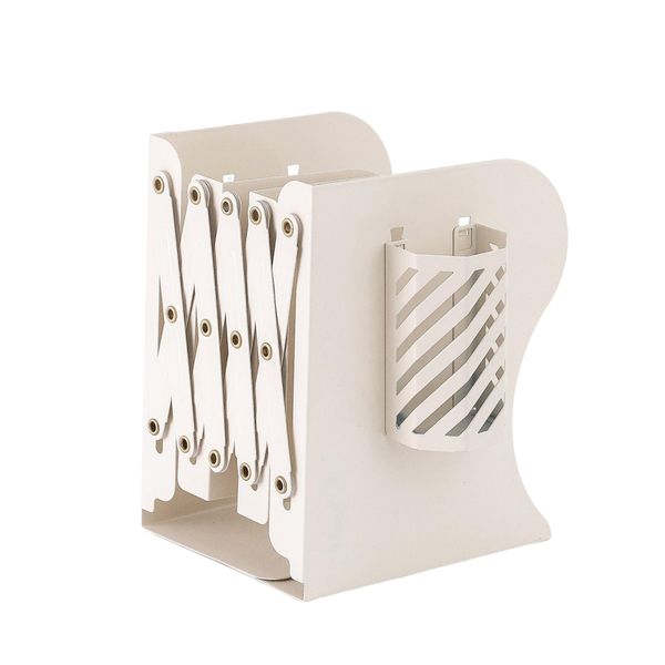 Adjustable Storage Bookends with Pen Stand Holder Book Shelf Book Holder