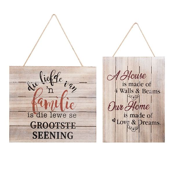 Inspirational Wooden Plaque 35cm x 28cm Assorted Designs (2 Pack)