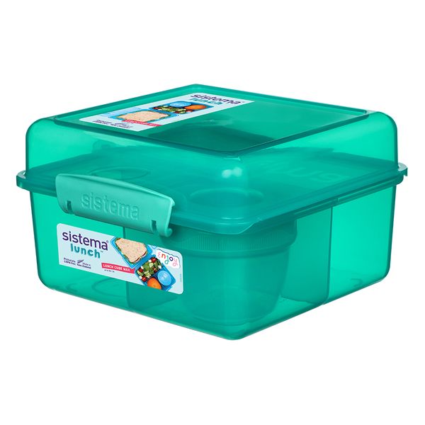 Sistema 2L Lunch Cube Maxi with Yoghurt Pot - Teal