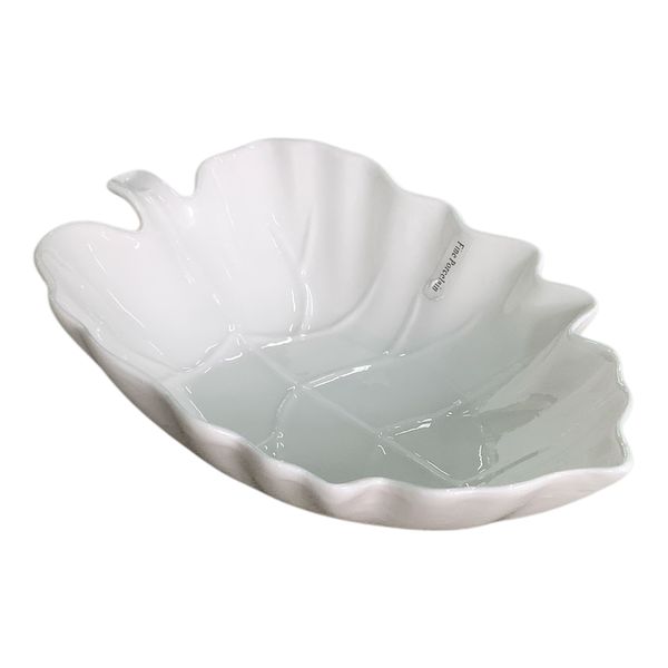 Bowl 26x17x6cm Leaf White Porcelain
