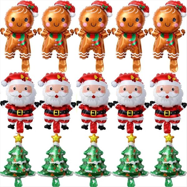 60PCS Christmas Balloons Aluminum Foil Small Balloon Toy Xmas Tree Gingerbr