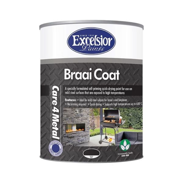 Excelsior - Braai Coat for Braais and Fireplaces - 1L (Black) - High Temp