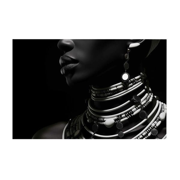 Canvas-Art- Single Mursi Elegant Black and White Abstract Wall Art