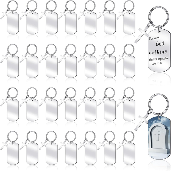30 Pc Engravable Metal Keychain Blanks Metal Stamping Blanks with Hole