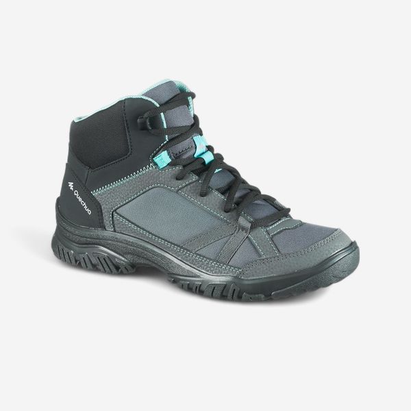 Quechua Women's Hiking Boots - NH100 Mid - Grey &amp; Blue