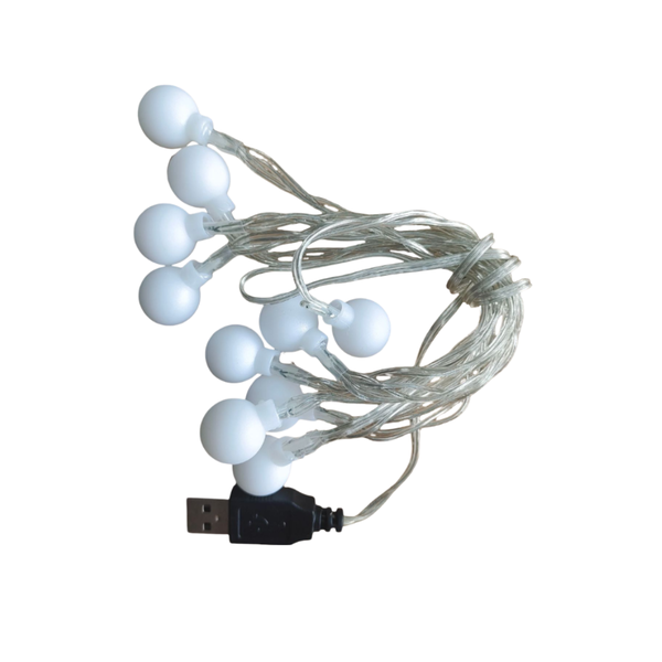 2m Mini Frosted Ball String Lights: - 10 lights &amp; USB constant