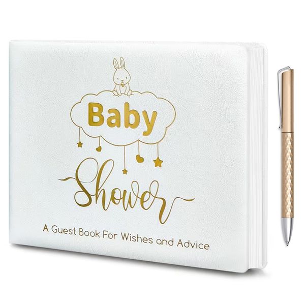 Gold Foiled Baby Shower Guestbook and Pen Set