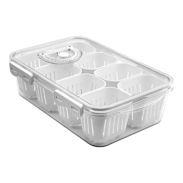 Large Multi-Compartment Food Storage Container with Date Dial - Transparent