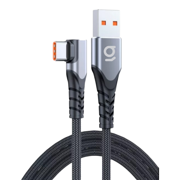 USB 90 Degree Braided 6A 66W Fast Charge Compatible cable - Type C