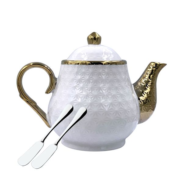 1000ml - Nordic Ceramic Coffee Teapot Including Butter Spreader - 3 Piece