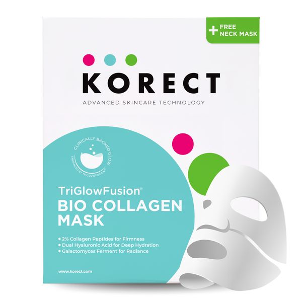 Korect TriGlowFusion Bio Collagen Face Mask + FREE Neck Mask (2-Piece Set)
