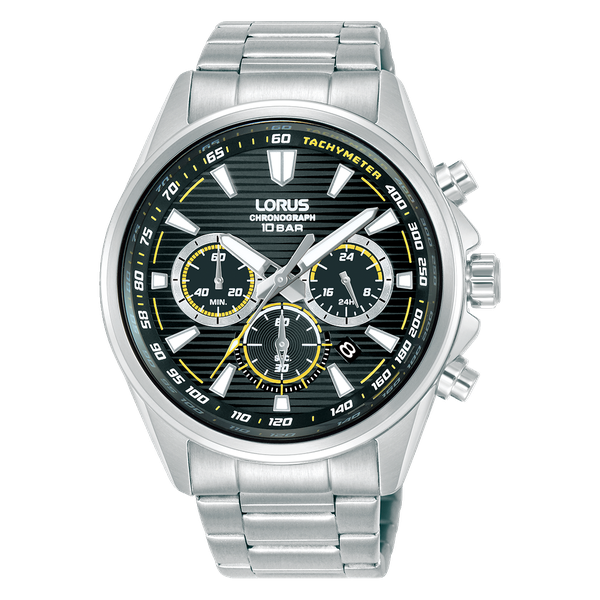 Lorus Men Silver-Black Metal Sport, Analogue RT319LX9