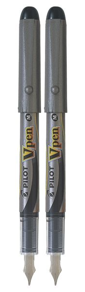 Pilot V Pen Medium Disposable Fountain Pen Pack of 2 - Black