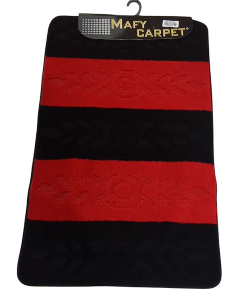 Mafy Large Toilet Rug Set - Black and Red Bathroom Mats - 3-Piece