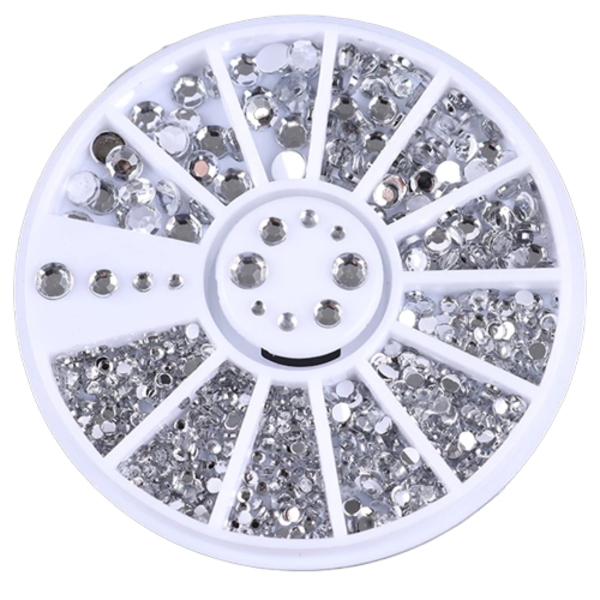 Clear Nail Art Rhinestrone Wheel - 12 Sizes